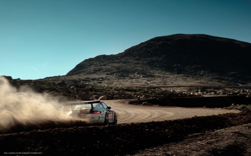 Racing Car on Dirt Road — Brown, Dramatic