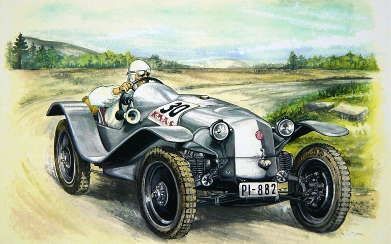Racing Car on Dirt Road — Gray, Dynamic