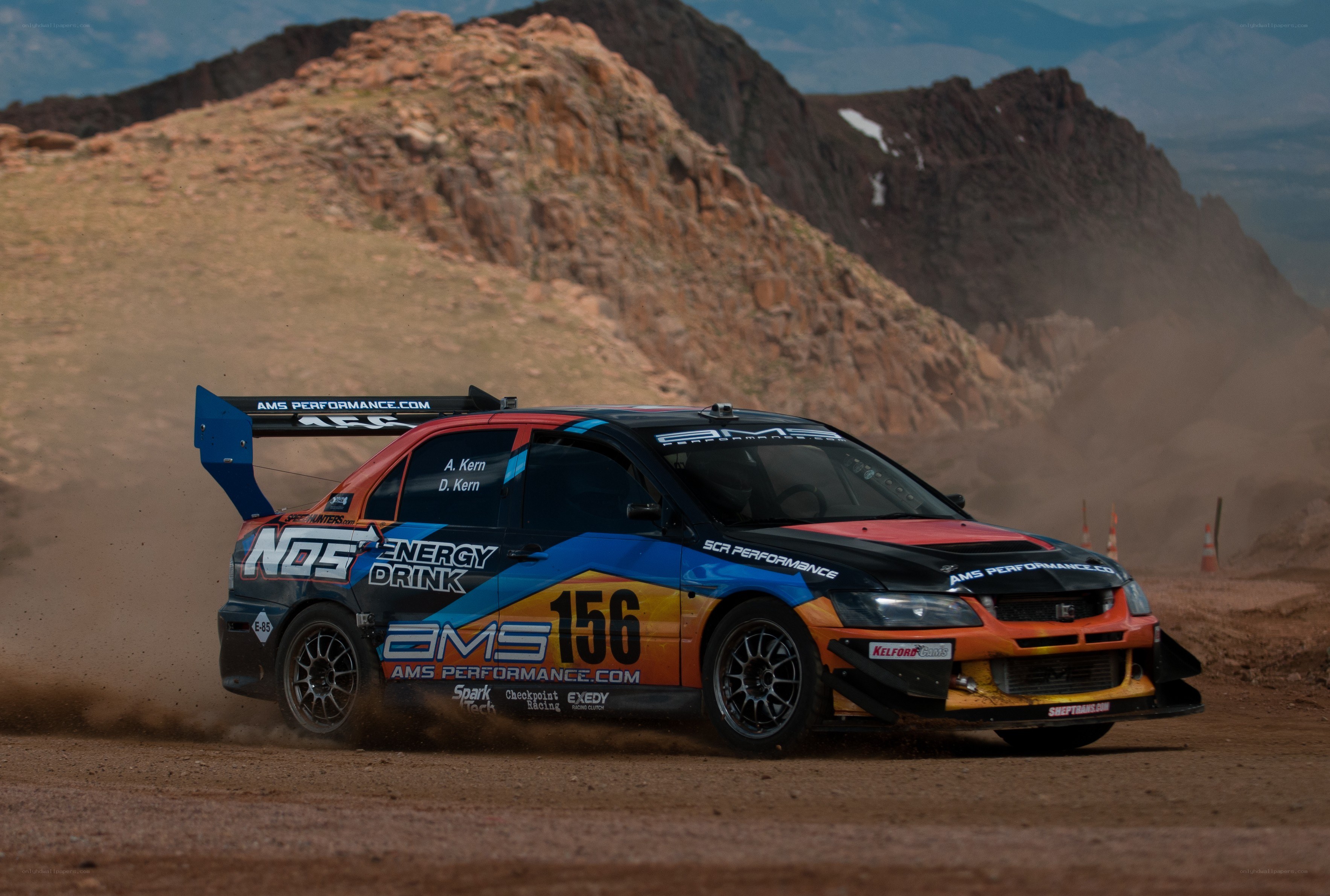 racing car on dirt track