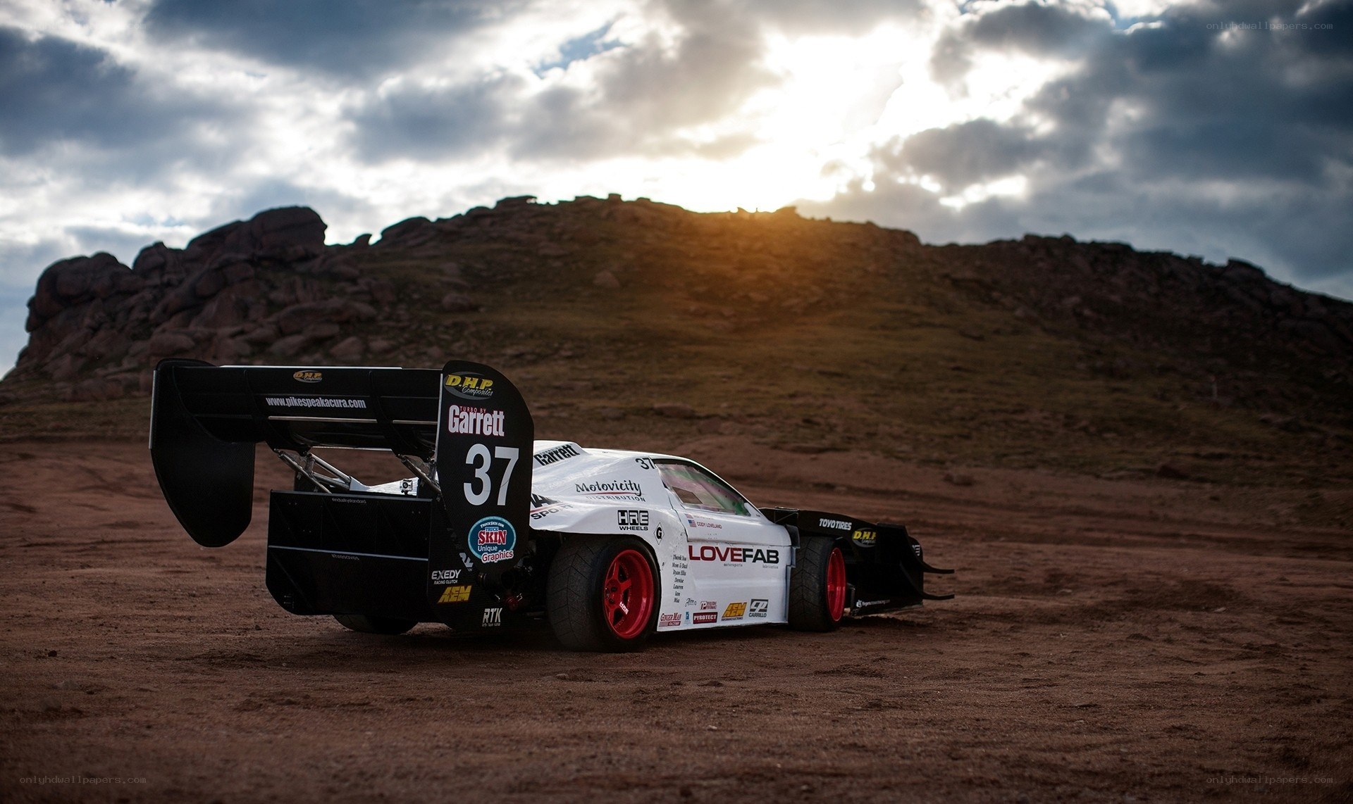 racing car on dirt track