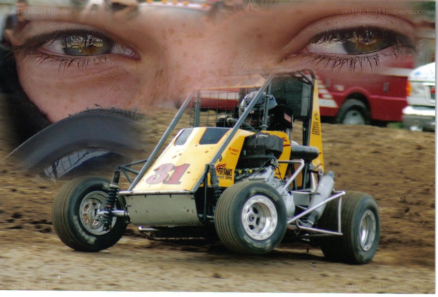 racing car on dirt track