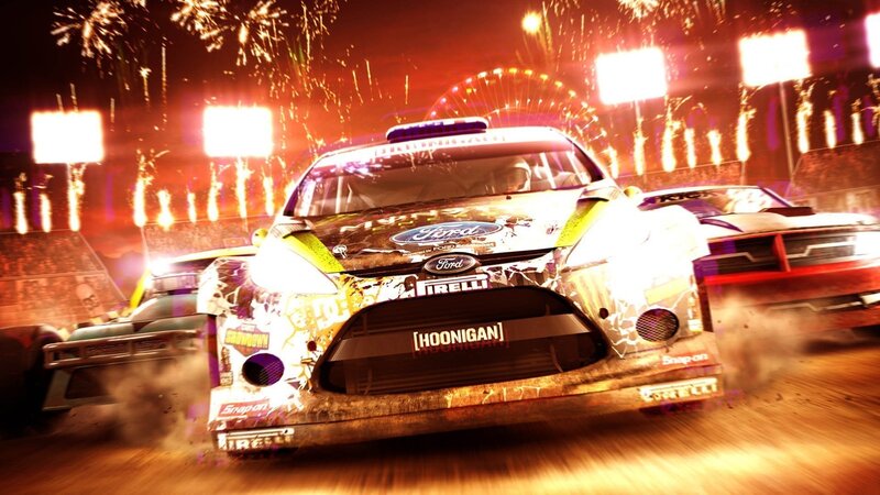 Racing Car on Dirt Track — Orange, Energetic