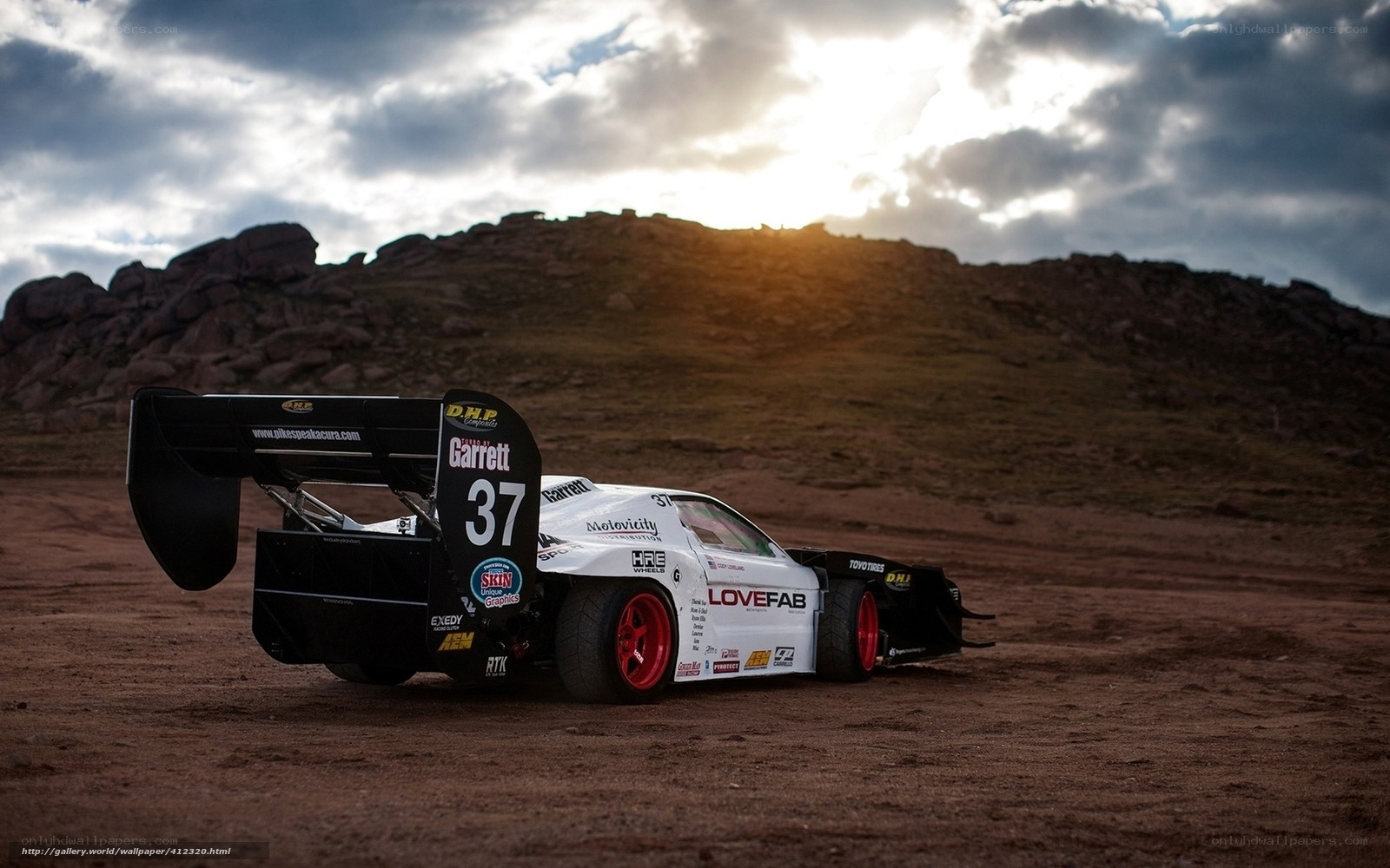 racing car on dirt track