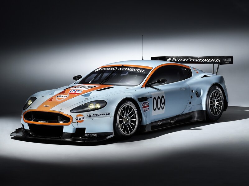 Racing Car on Display — Light Blue, Dramatic