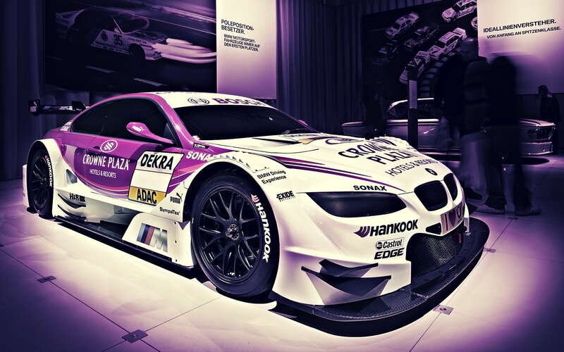 Racing Car on Display — White