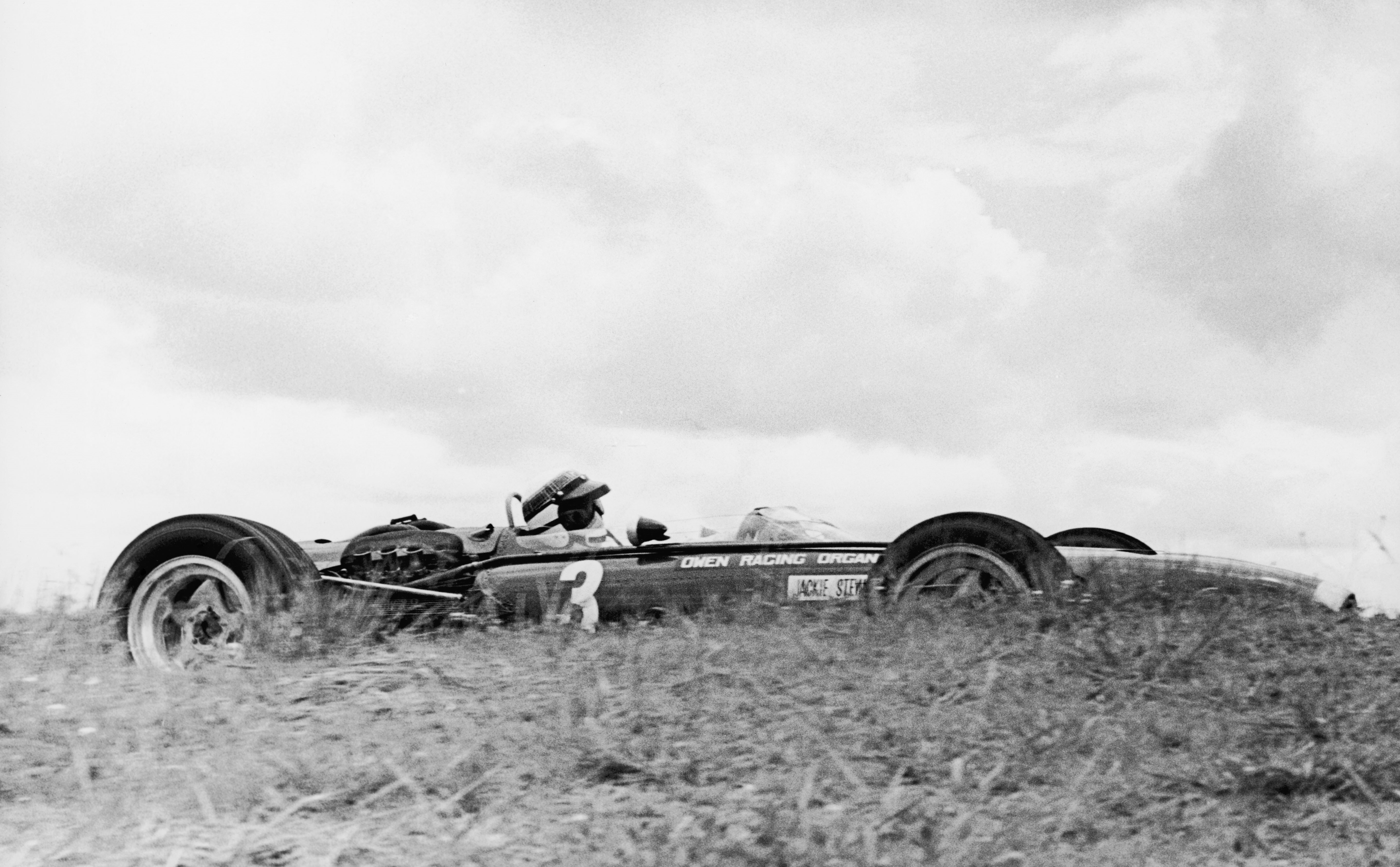 racing car on grass