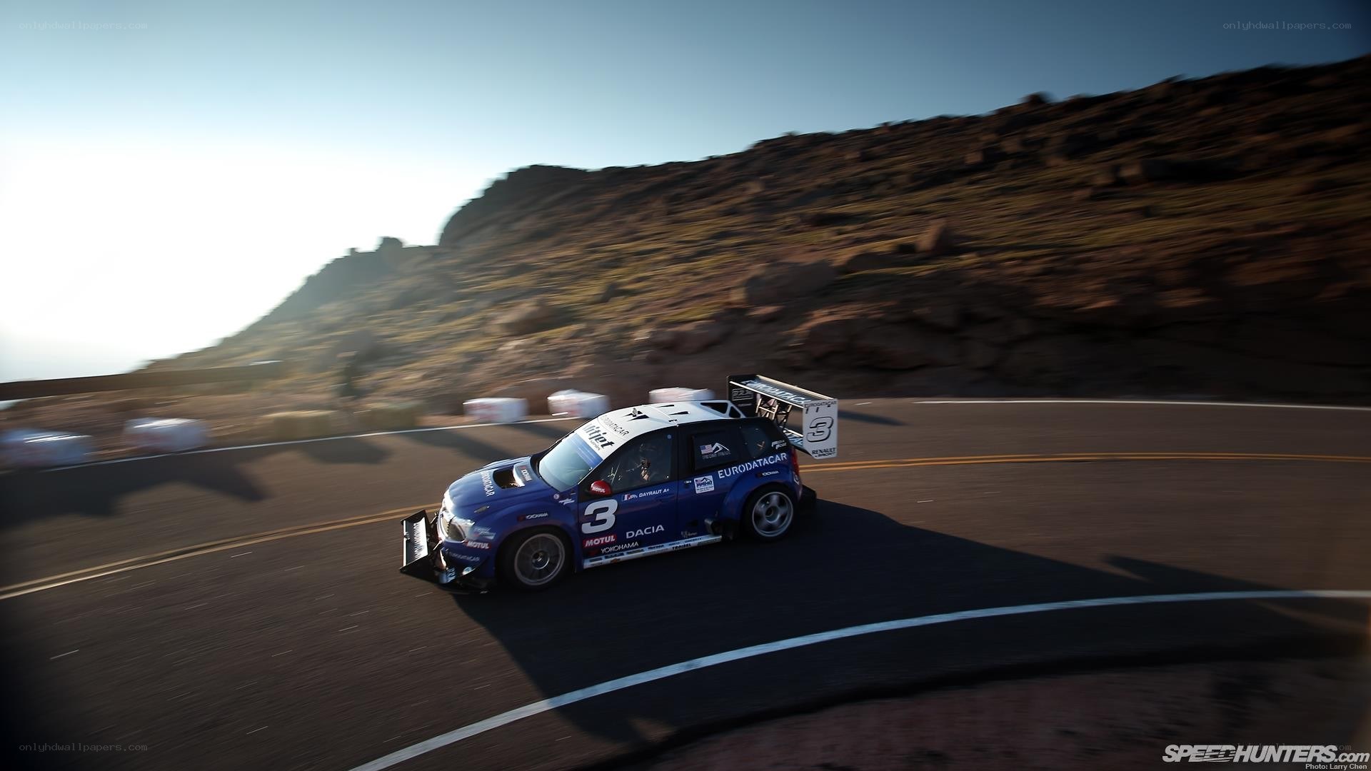 racing car on mountain road