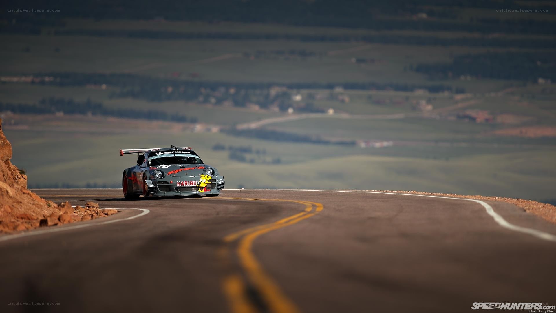 racing car on mountain road