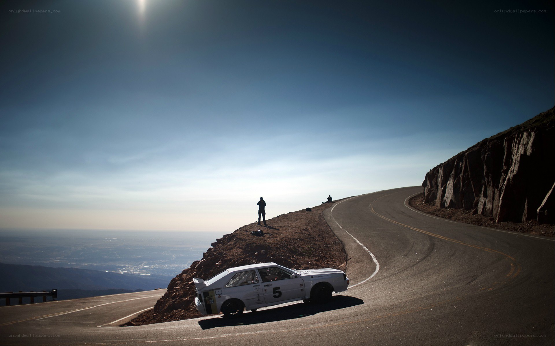 Racing car on mountain road