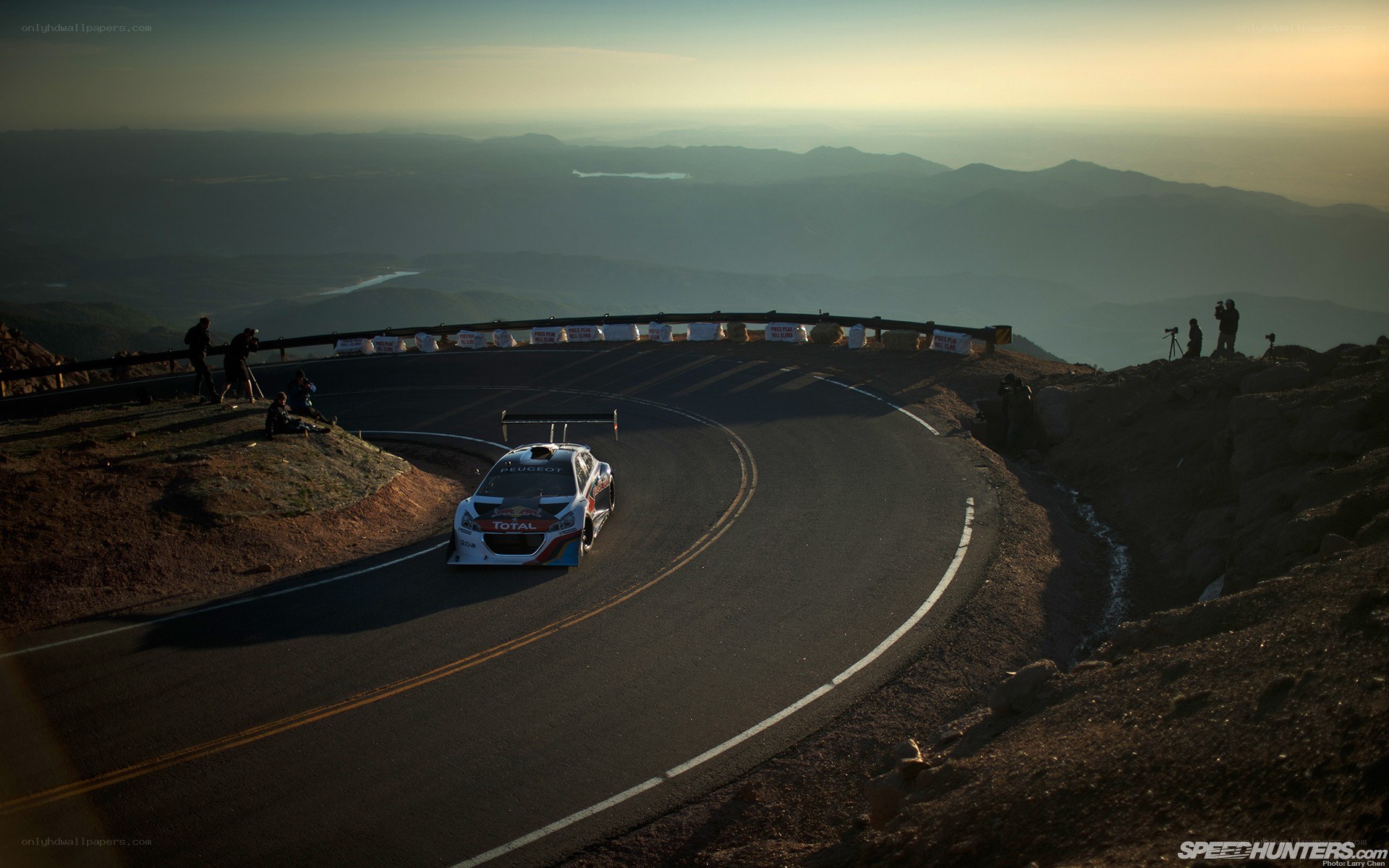 Racing car on mountain road