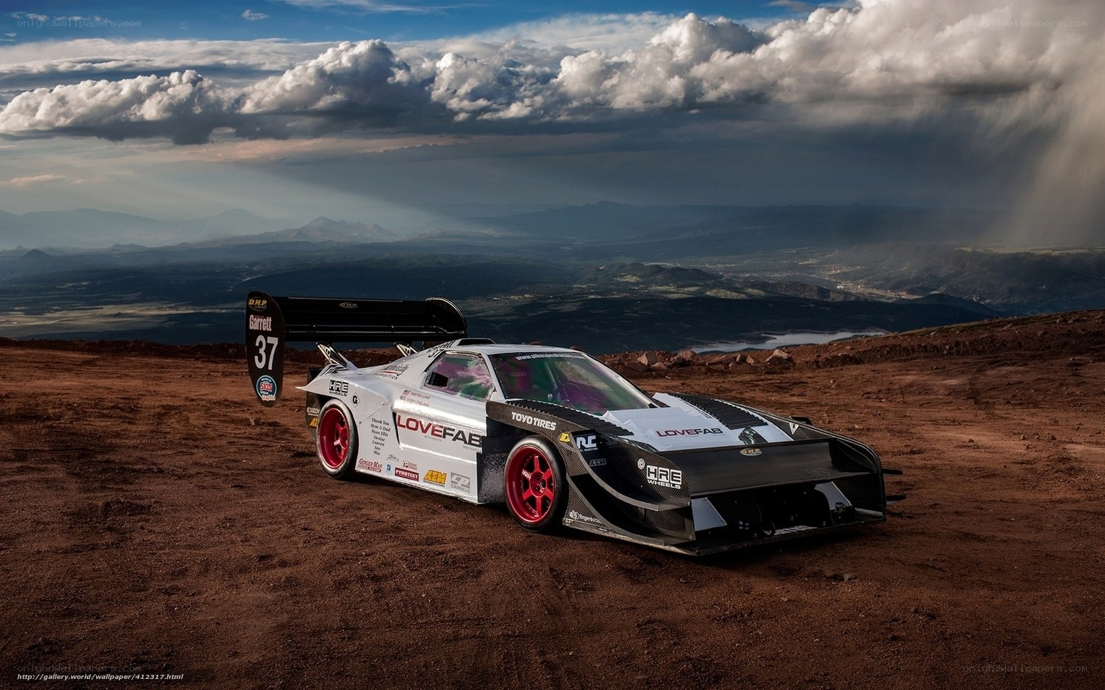 racing car on mountain top