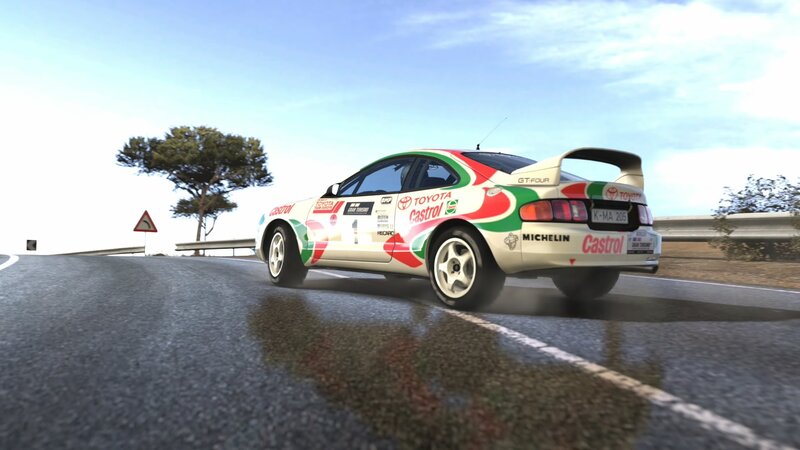 Racing Car on Road — White, Dynamic