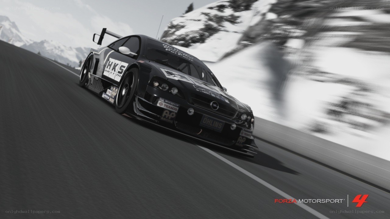 racing car on snowy track