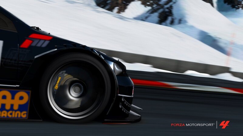 racing car on snowy track