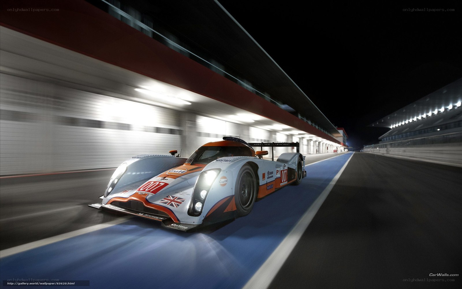 racing car on track at night
