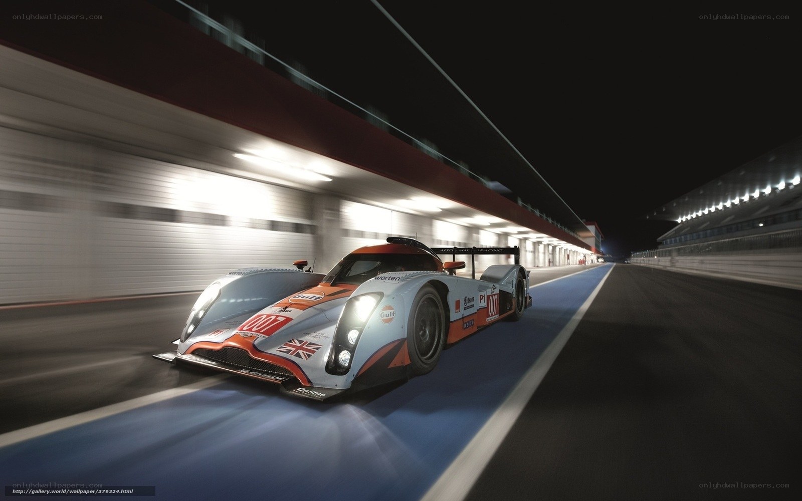 racing car on track at night