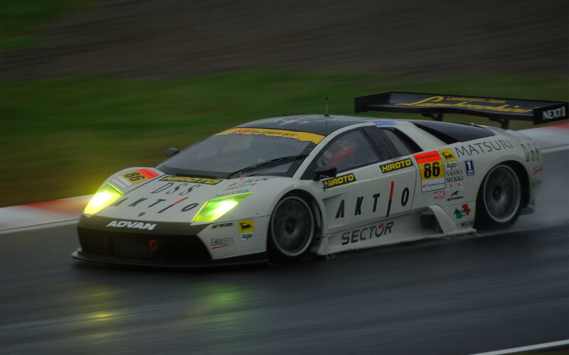 racing car on track at night