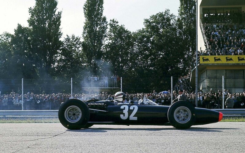 Racing Car on Track — Black, Active, Afternoon, Photograph, Crowd, Trees