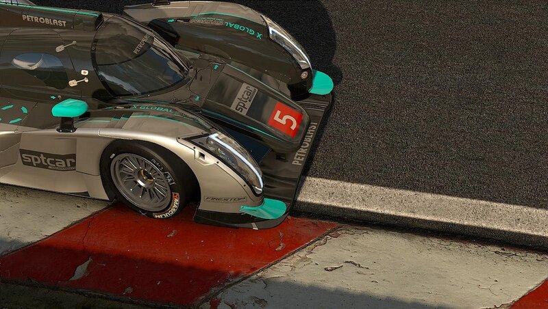 Racing Car on Track — Black, Dramatic, Afternoon, 3d Render