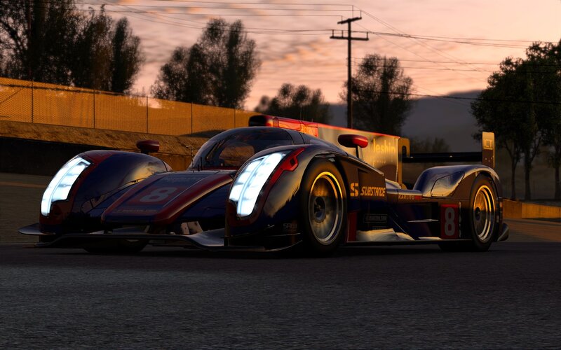 Racing Car on Track — Black, Dramatic, Sunset, 3d Render