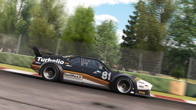 Racing Car on Track — Black, Dynamic, Afternoon, 3d Render, Race Car, Trees