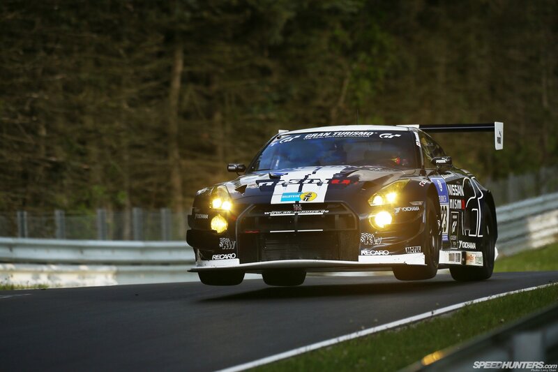 Racing Car on Track — Black, Dynamic, Night