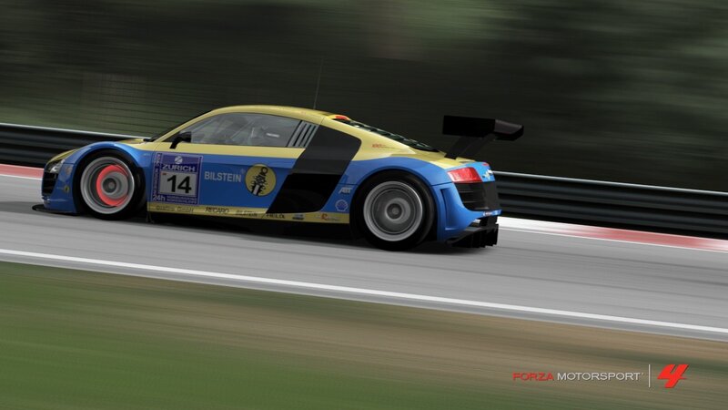 Racing Car on Track — Blue, Dynamic, 3d Render, Race Car, Grass