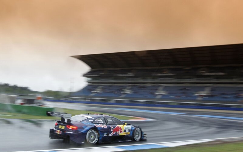 Racing Car on Track — Blue, Dynamic, Photograph, Race Car, Stadium