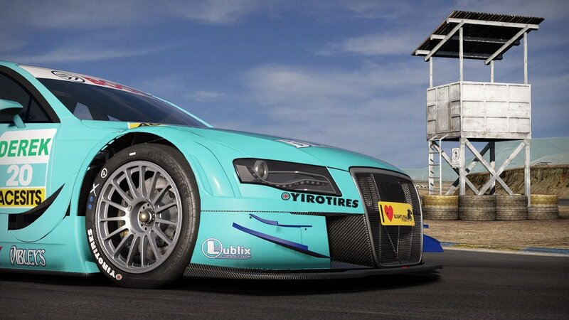 Racing Car on Track — Cyan, Calm