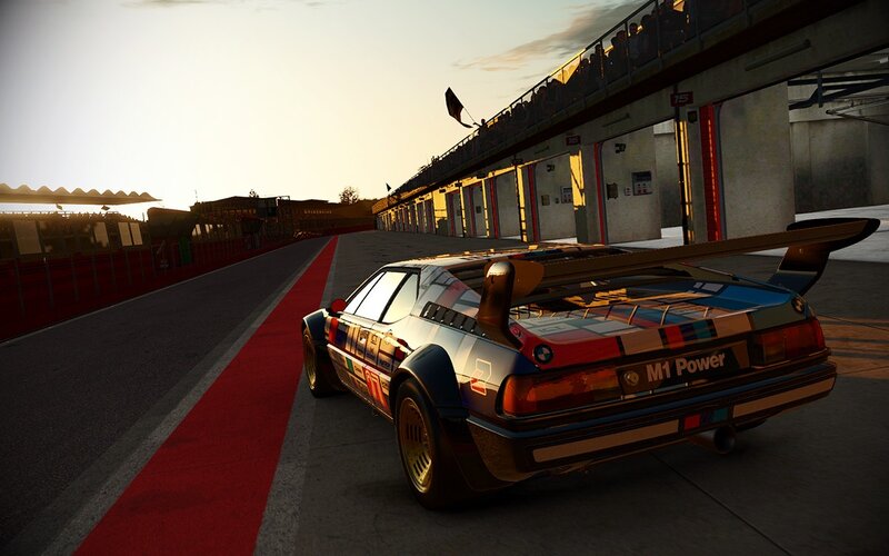 Racing Car on Track — Gray, Dramatic, Sunset, 3d Render