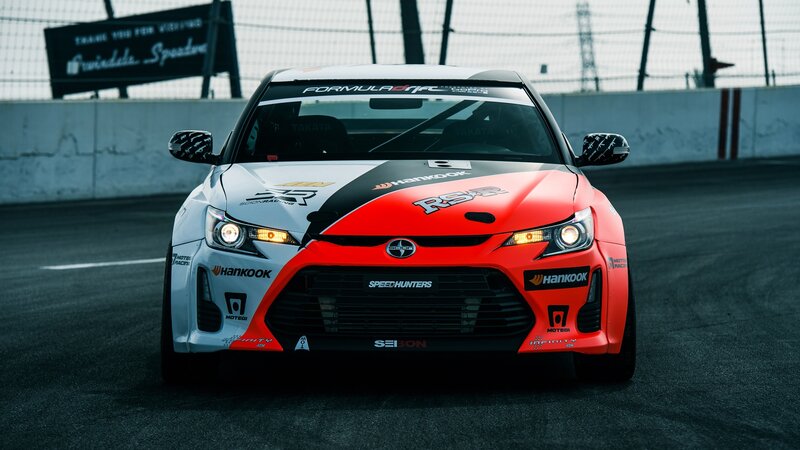 Racing Car on Track — Red, Dramatic, Photograph