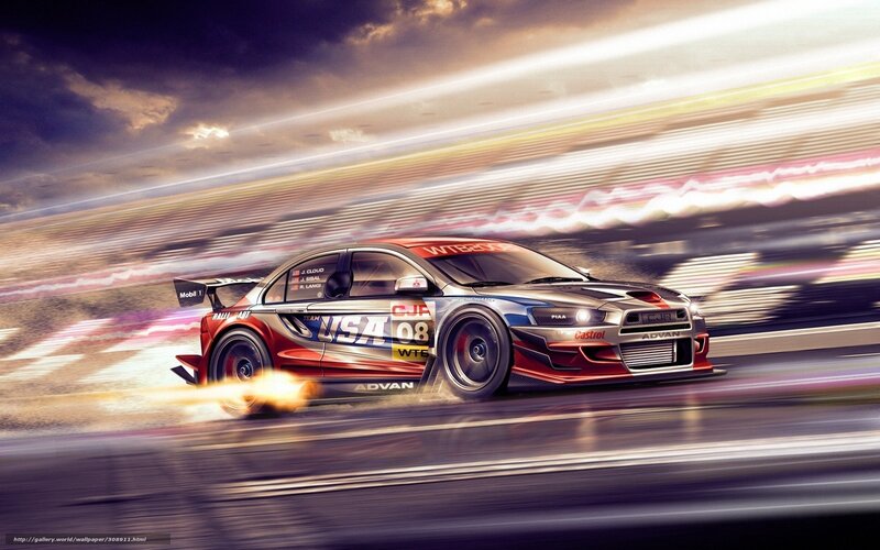 Racing Car on Track — Red, Dramatic, Sunset