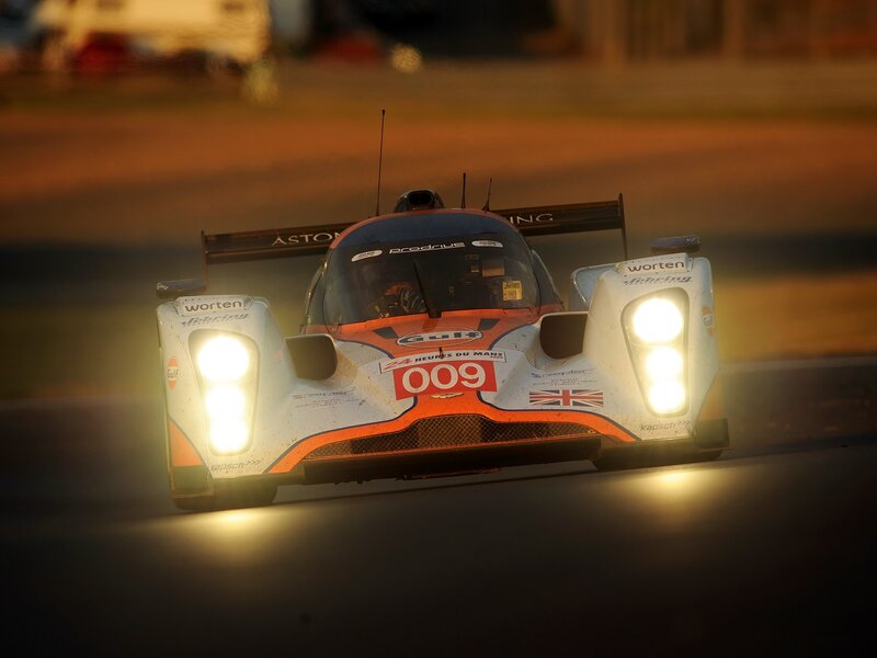 Racing Car on Track — White, Dramatic, Night, Photograph