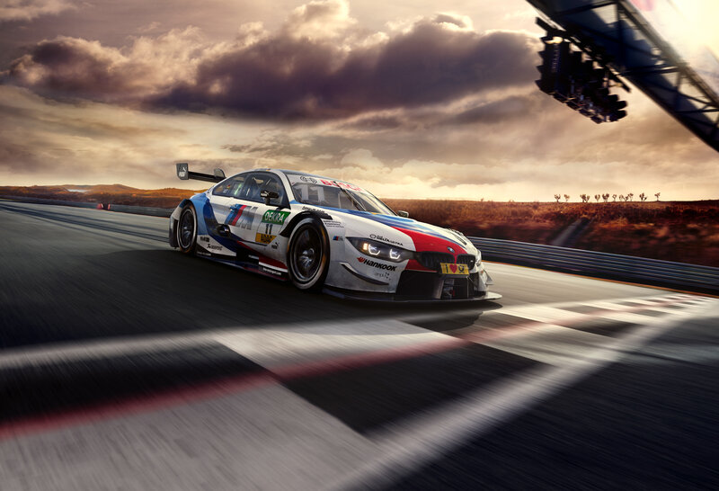 Racing Car on Track — White, Dramatic, Sunset, Photograph