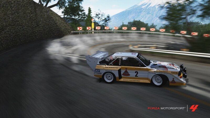 Racing Car on Track — White, Dynamic, Afternoon, 3d Render, Mountain