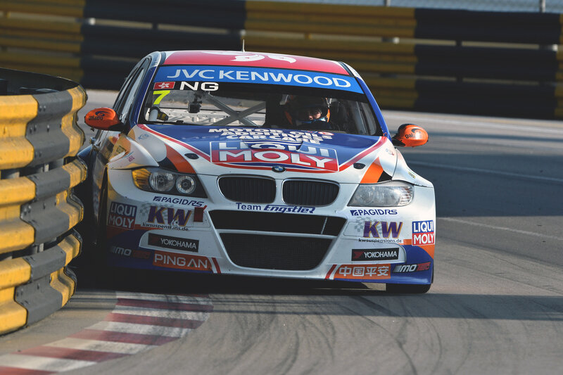 Racing Car on Track — White, Dynamic, Afternoon, Photograph, Driver, Tire Barrier