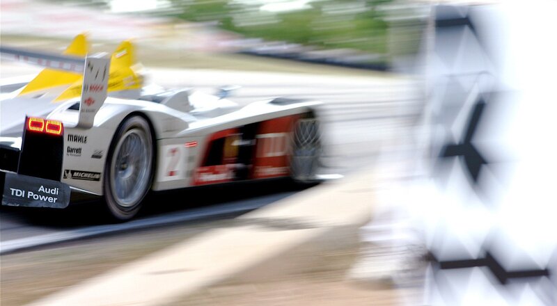 Racing Car on Track — White, Dynamic, Afternoon, Photograph, Race Car, Blurred Background, Black