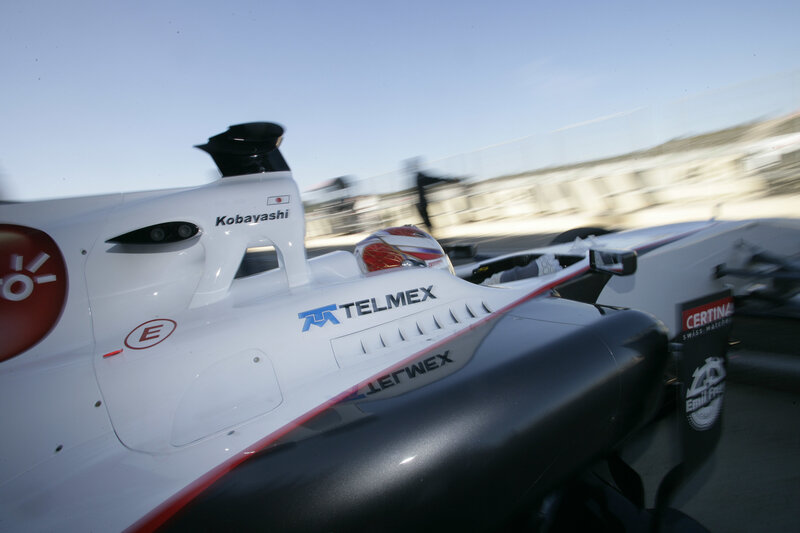 Racing Car on Track — White, Dynamic