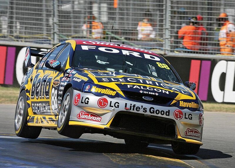 Racing Car on Track — Yellow, Dynamic