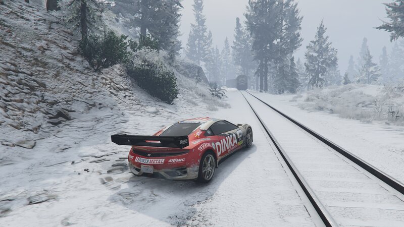 Racing Car on Train Tracks