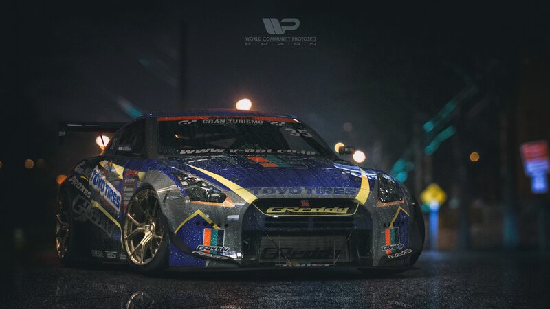 Racing Car on Wet Road — Blue