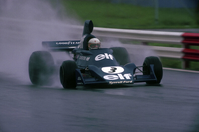 racing car on wet track