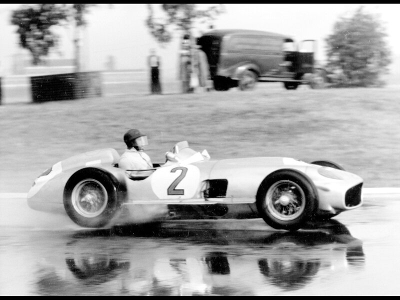 racing car on wet track