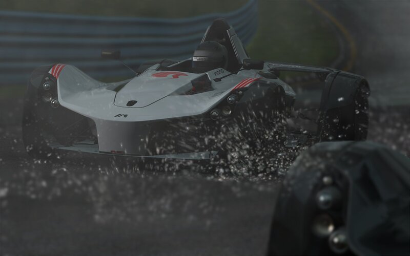 racing car on wet track