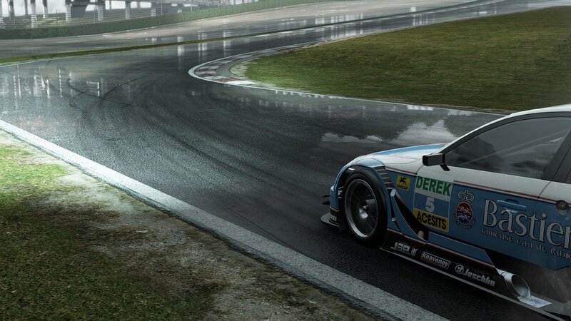 racing car on wet track
