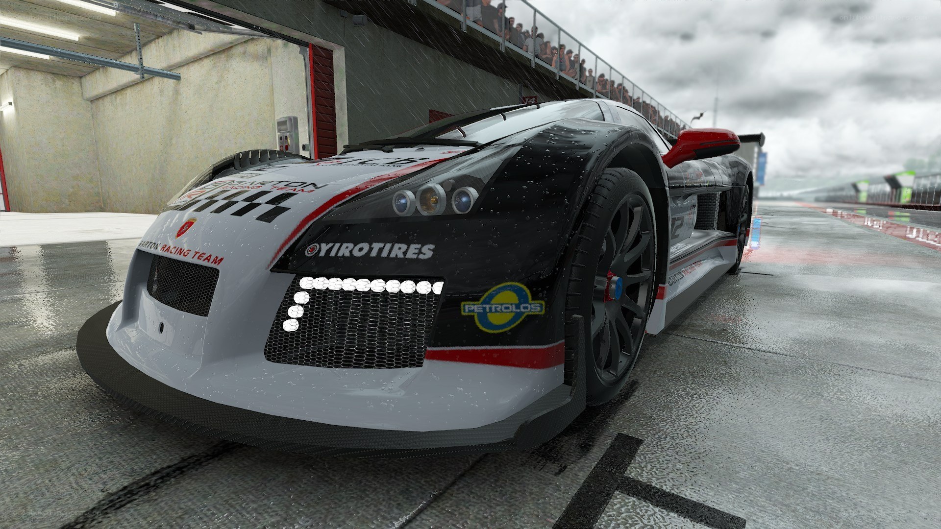 racing car on wet track