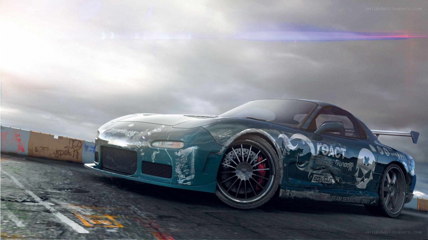 racing car on wet track