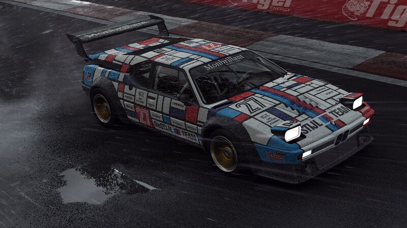 racing car on wet track
