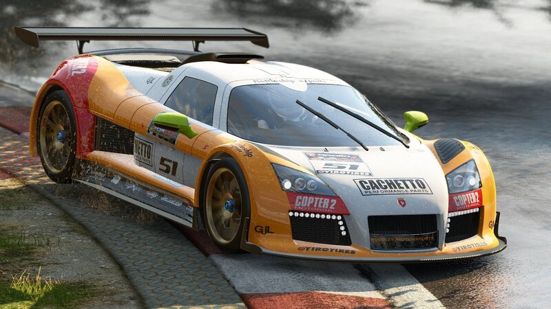 Racing Car on Wet Track — White, Dynamic, 3d Render