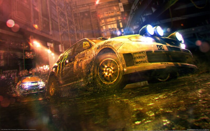 Racing Car on Wet Track — Yellow